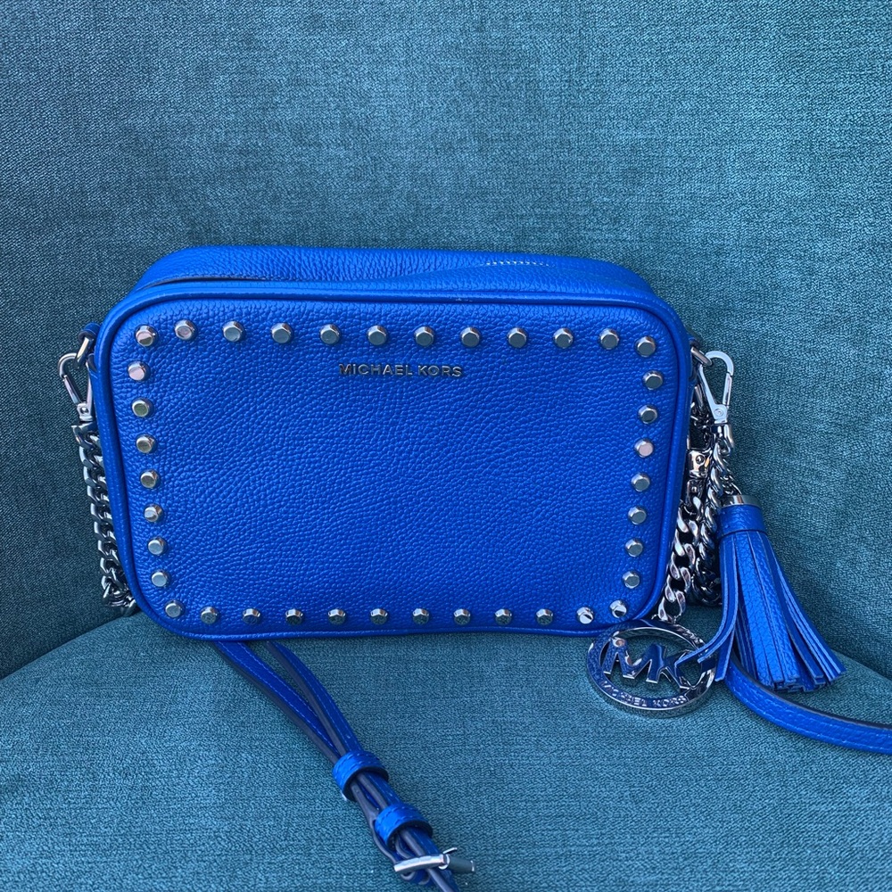 Michael Kors Vibrant Blue Studded Crossbody Purse